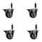 Service Caster 3.5'' Maroon Poly Swivel 1'' Expanding Stem Caster Set with Brake, 4PK SCC-EX20S3514-PPUB-MRN-PLB-1-4 - alternate 1